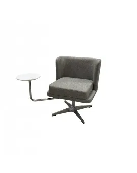 Light Grey Fabric Wing Chair With Table